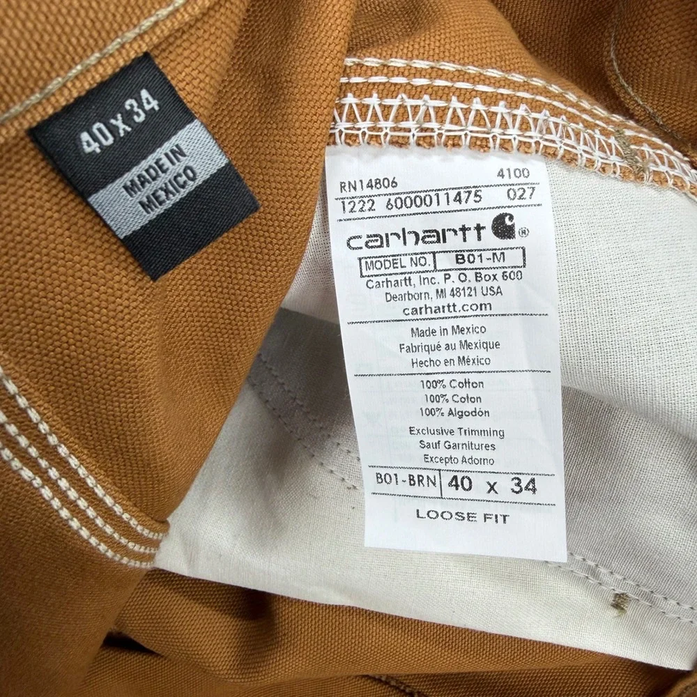 Carhartt Pants Mens 40x34 Brown B01 Double Knee Front Duck Loose Fit Utility NEW - Picture 4 of 13